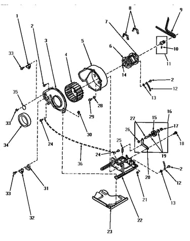 Motor, exhaust fan & belt