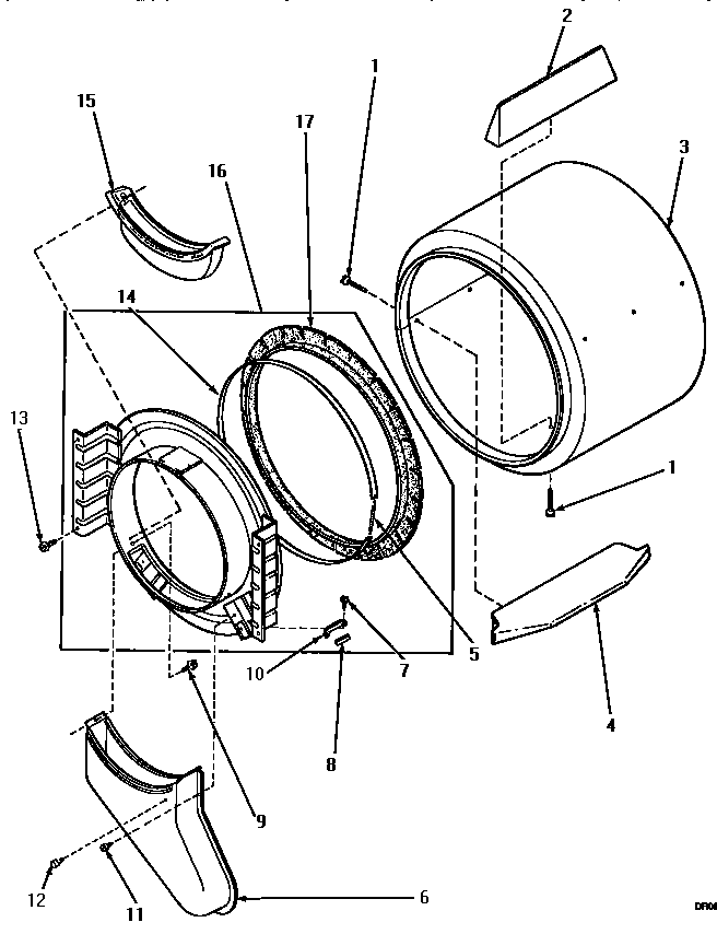 FRONT BULKHEAD, AIR DUCT, FELT SEAL & CYLINDER