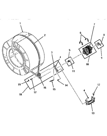 Motor, idler and belt
