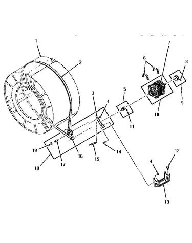 Motor, idler and belt