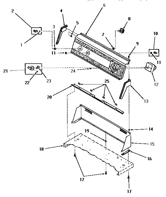 Control panel, control hood and controls