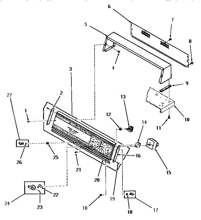 Control panel, control hood and controls