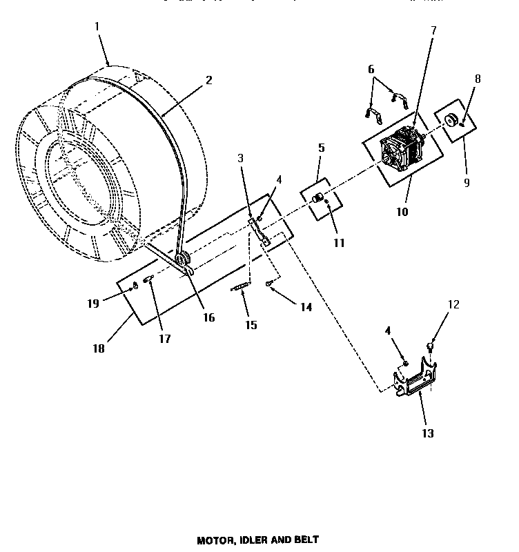 Motor, idler & belt