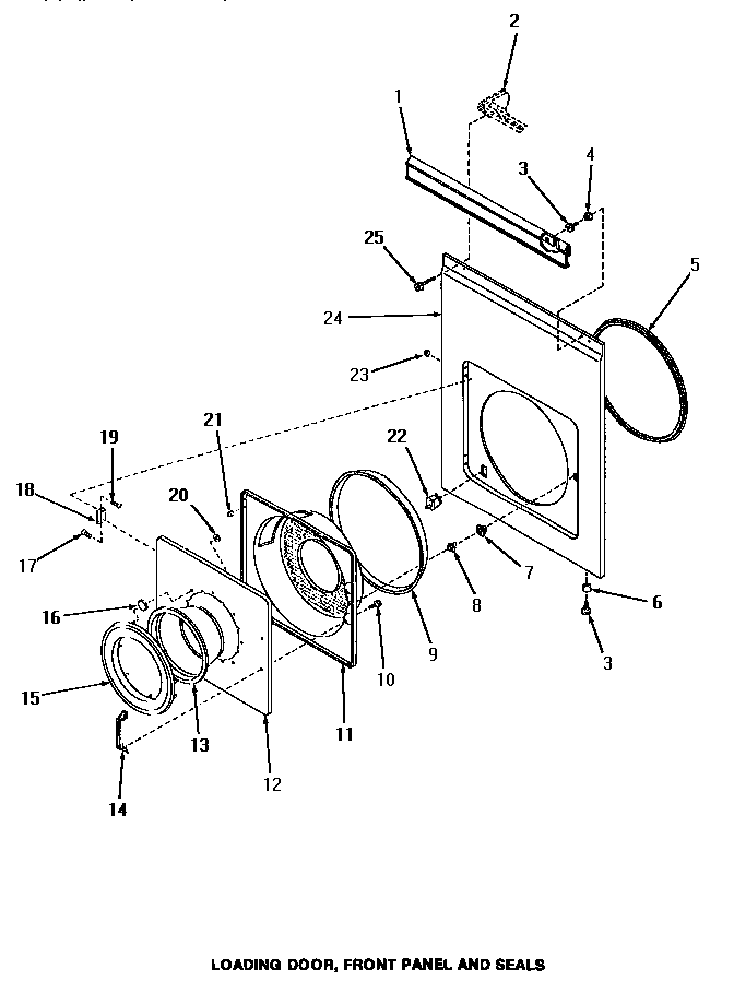 Dryer loading door, front panel & seals