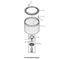 Speed Queen UE8031 lint filter, washtub & hub diagram