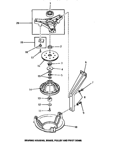 Bearing housing, brake, pulley & pivot dome