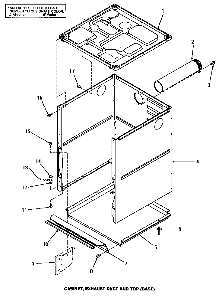 Cabinet, exhaust duct & top (base)