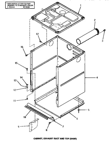 Cabinet, exhaust duct & top (base)