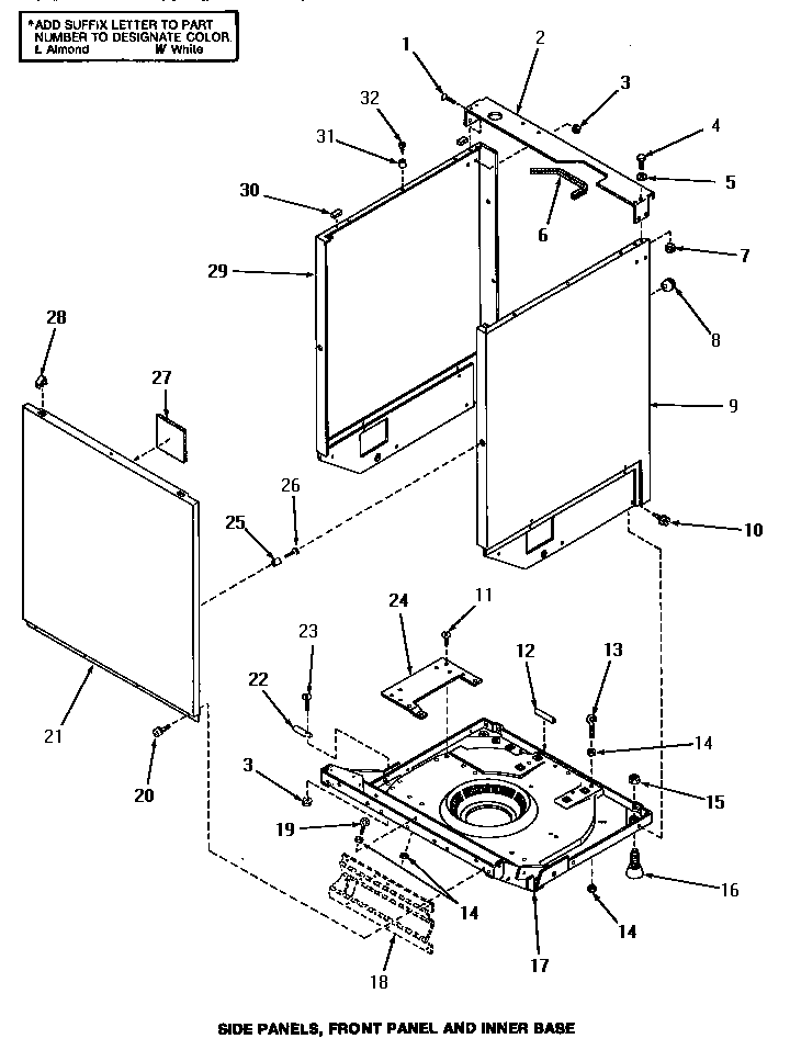 Side panels, front panel & inner base
