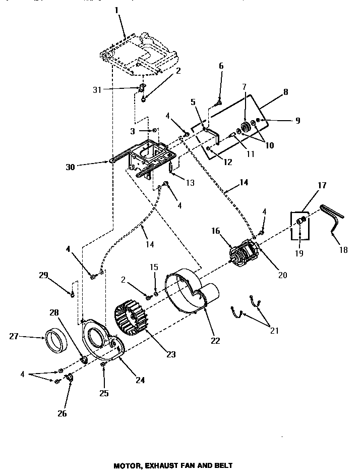 MOTOR, EXHAUST FAN & BELT