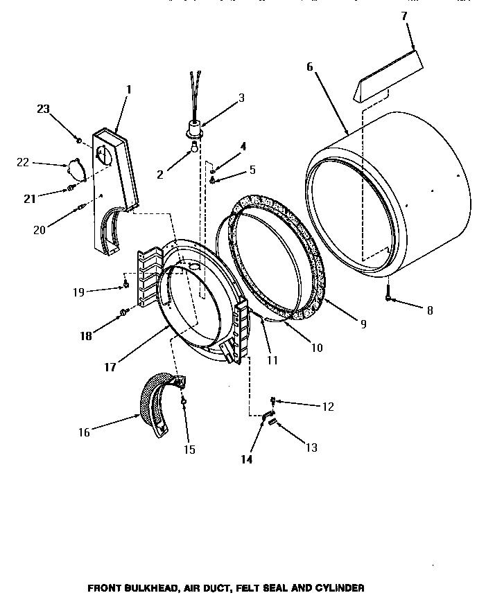Front bulkhead, air duct, felt seal & cylinder