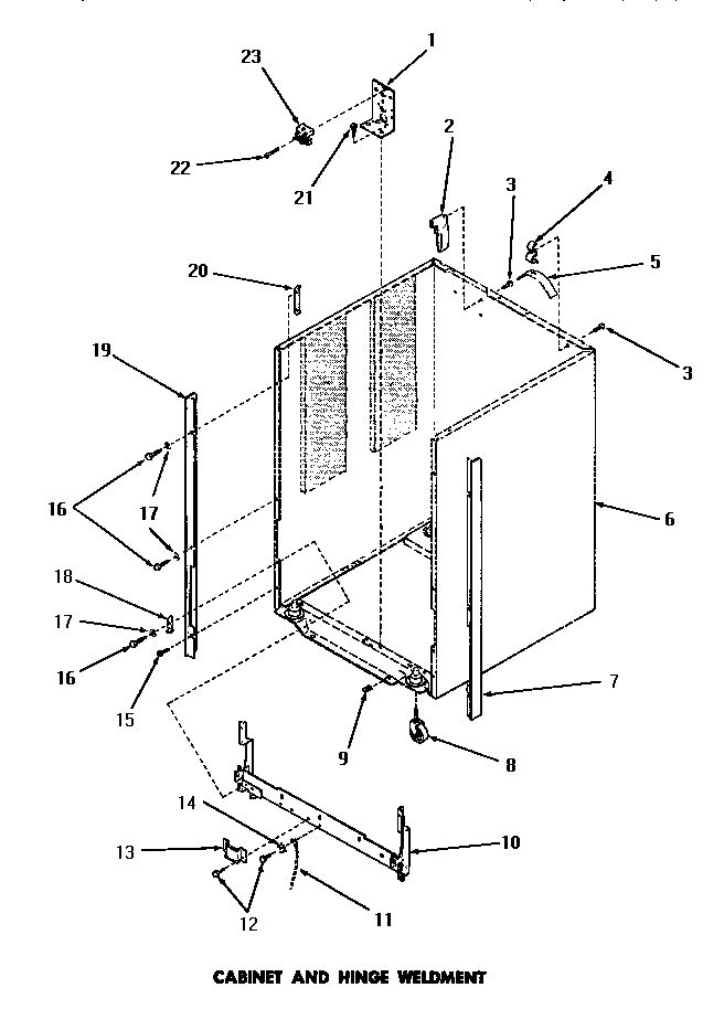 Cabinet & hinge weldment