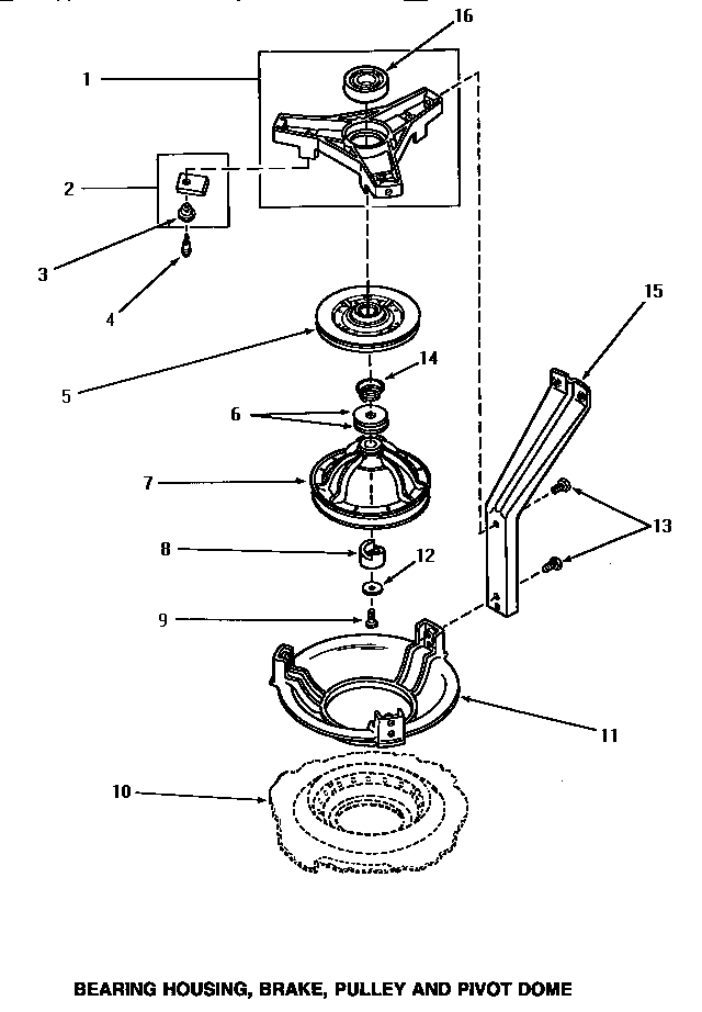 Bearing housing, brake, pulley & pivot dome