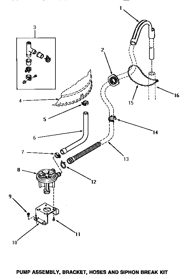 Pump assembly, bracket, hoses & siphon break kit