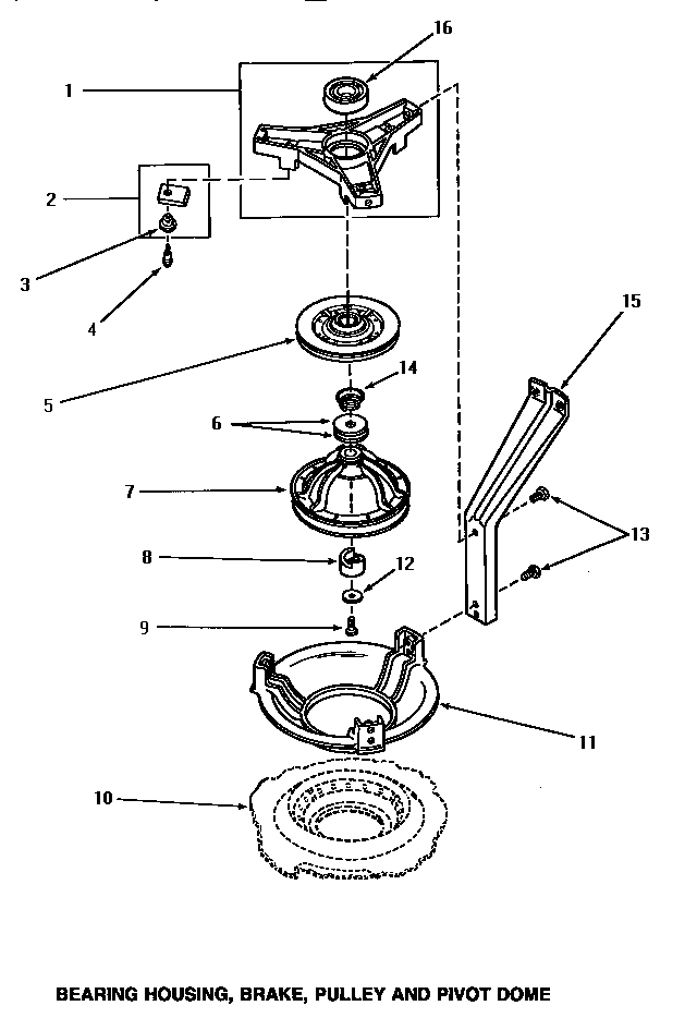 Bearing housing, brake, pulley & pivot dome