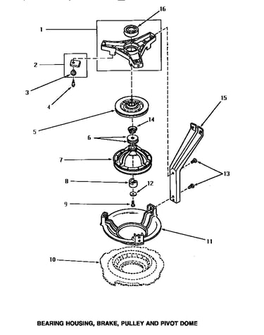Bearing housing, brake, pulley & pivot dome