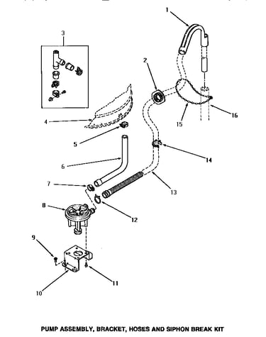 Pump assembly, bracket, hoses & siphon break kit