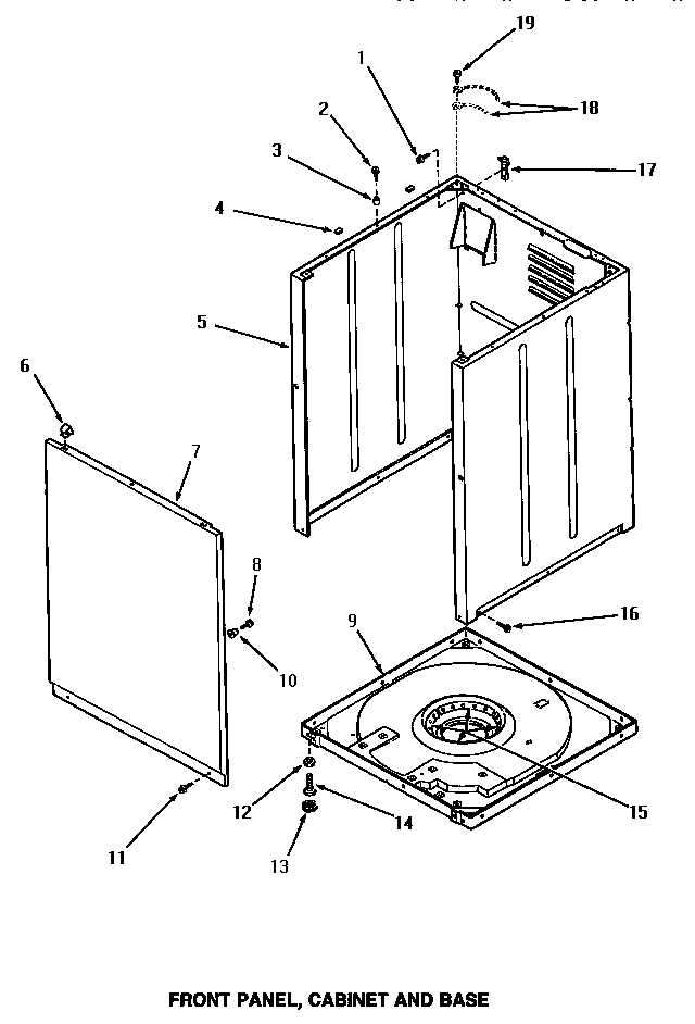 Front panel, cabinet & base