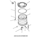 Speed Queen AWM551 outer tub, cover & pressure hose diagram
