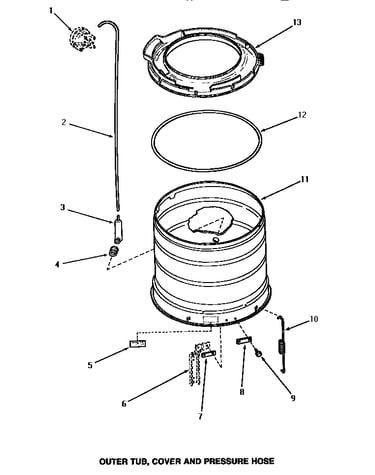 Outer tub, cover & pressure hose