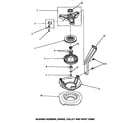 Speed Queen AA3410 bearing housing, brake, pulley & pivot dome diagram