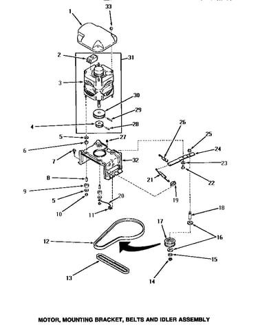 Motor, mounting bracket, belts & idler assembly