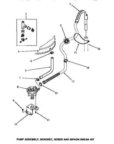 Pump assembly, bracket, hoses & siphon break kit