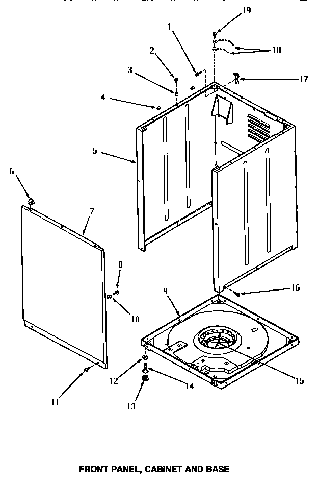 Front panel, cabinet & base
