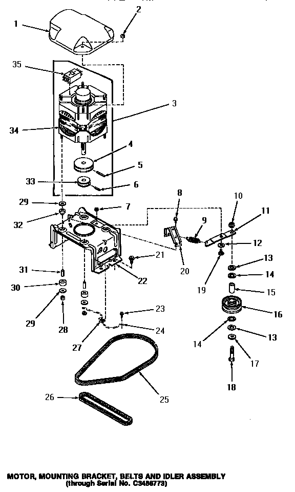 MOTOR, MOUNTING BRACKET, BELTS & IDLER ASSEMBLY (HA3000) (HA3001) (HA4000) (HA4001) (HA4010) (HA4011) (HA4210) (HA4211) (HA4290) (HA4291) (HA4500) (HA4501) (HA4510) (HA4511) (HA4520) (HA4521) (HA4590) (HA4591) (HA5000) (HA5001) (HA5590) (HA5591) (HA6000)