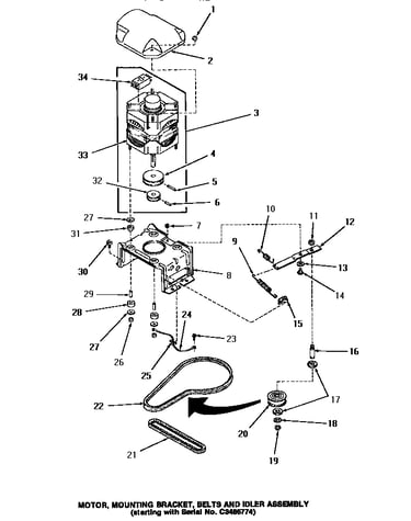 Motor, mounting bracket, belts & idler assembly (ha3000) (ha3001) (ha4000) (ha4001) (ha4010) (ha4011) (ha4210) (ha4211) (ha4290) (ha4291) (ha4500) (ha4501) (ha4510) (ha4511) (ha4520) (ha4521) (ha4590) (ha4591) (ha5000) (ha5001) (ha5590) (ha5591) (ha6000)