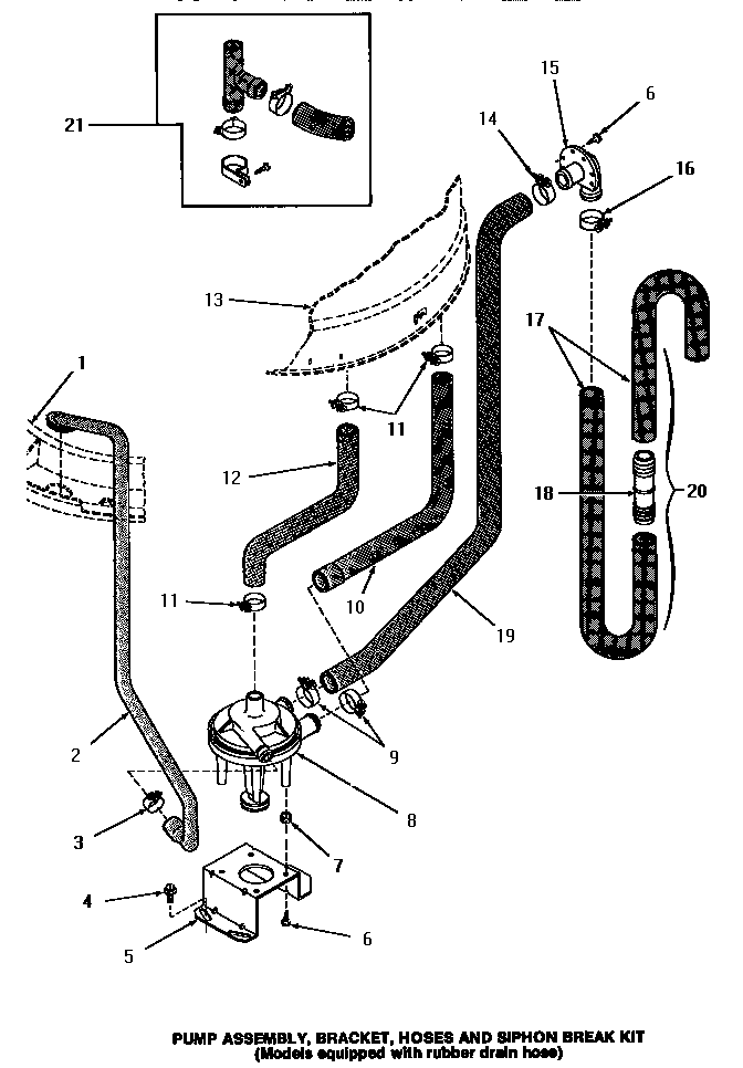 PUMP ASSEMBLY, BRACKET, HOSES & SIPHON BREAK KIT (HA3000) (HA3001) (HA4000) (HA4001) (HA4010) (HA4011) (HA4210) (HA4211) (HA4290) (HA4291) (HA4500) (HA4501) (HA4510) (HA4511) (HA4520) (HA4521) (HA4590) (HA4591) (HA5000) (HA5001) (HA5590) (HA5591) (HA6000)