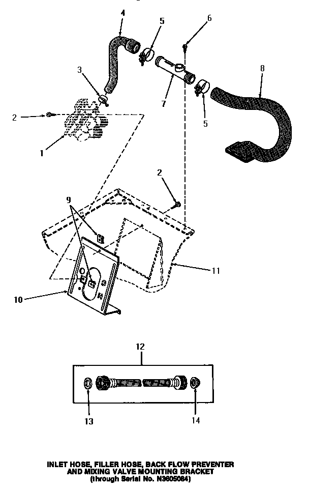INLET HOSE, FILLER HOSE, BACK FLOW PREVENTER & BRACKET