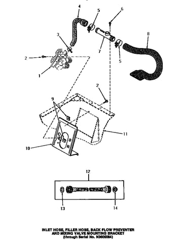 Inlet hose, filler hose, back flow preventer & bracket