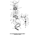 Speed Queen HA6450 motor, mounting bracket, belts & idler assembly diagram