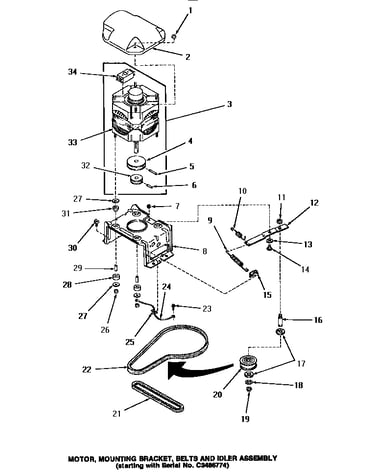 Motor, mounting bracket, belts & idler assembly