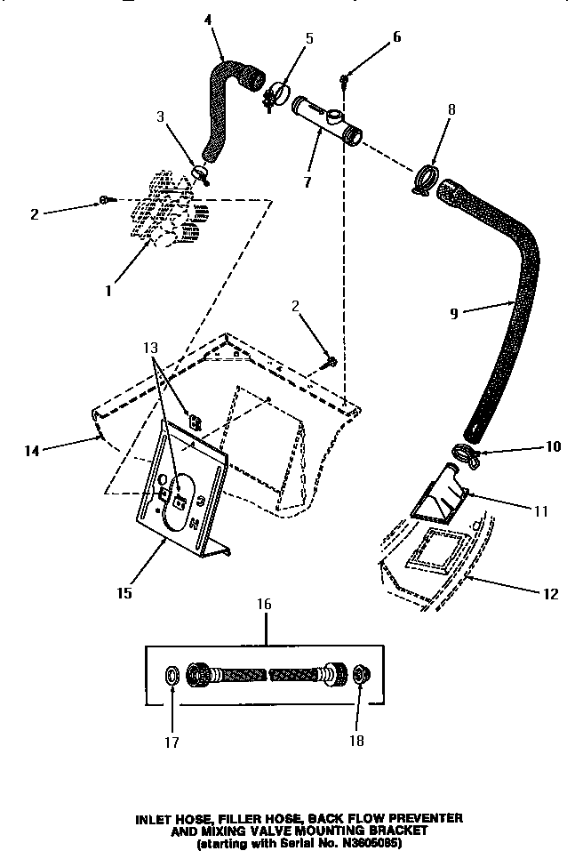 INLET HOSE, FILLER HOSE, BACK FLOW PREVENTER & BRACKET