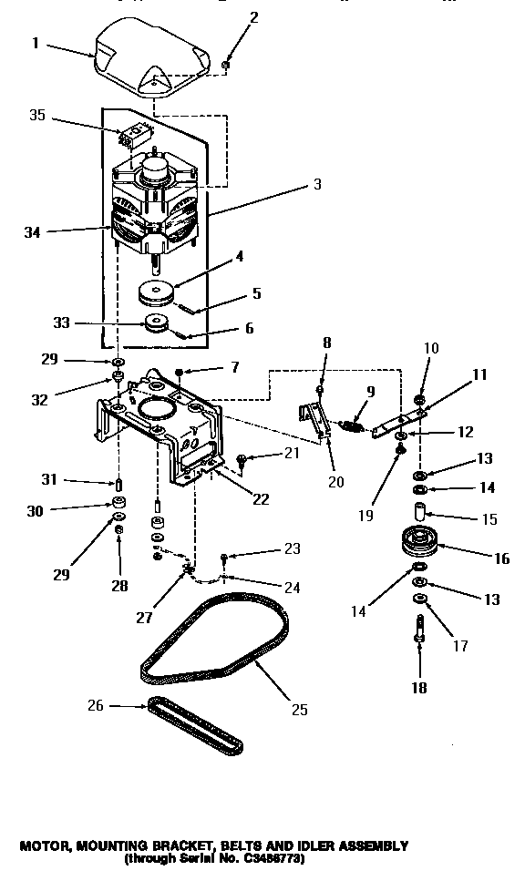 MOTOR, MOUNTING BRACKET, BELTS & IDLER ASSEMBLY