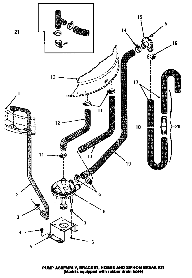 PUMP ASSEMBLY, BRACKET, HOSES & SIPHON BREAK KIT