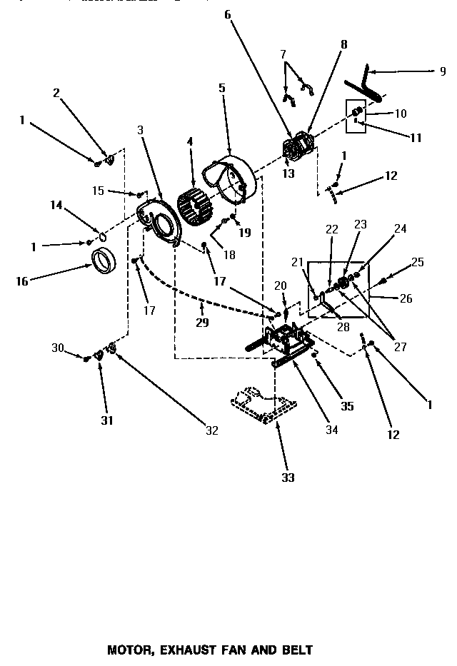 MOTOR, EXHAUST FAN & BELT