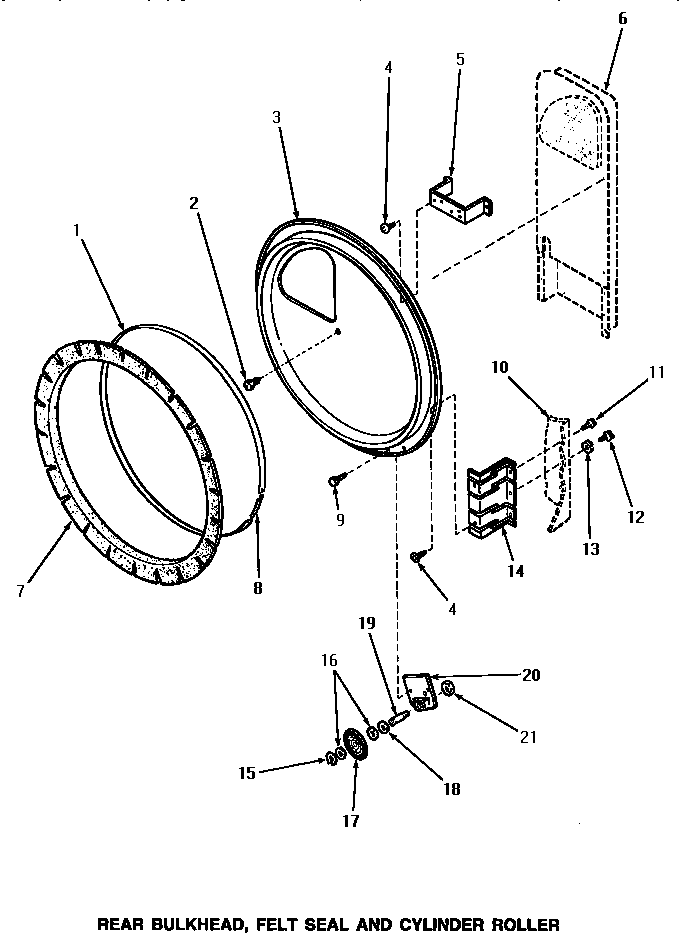 REAR BULKHEAD, FELT SEAL & CYLINDER ROLLER