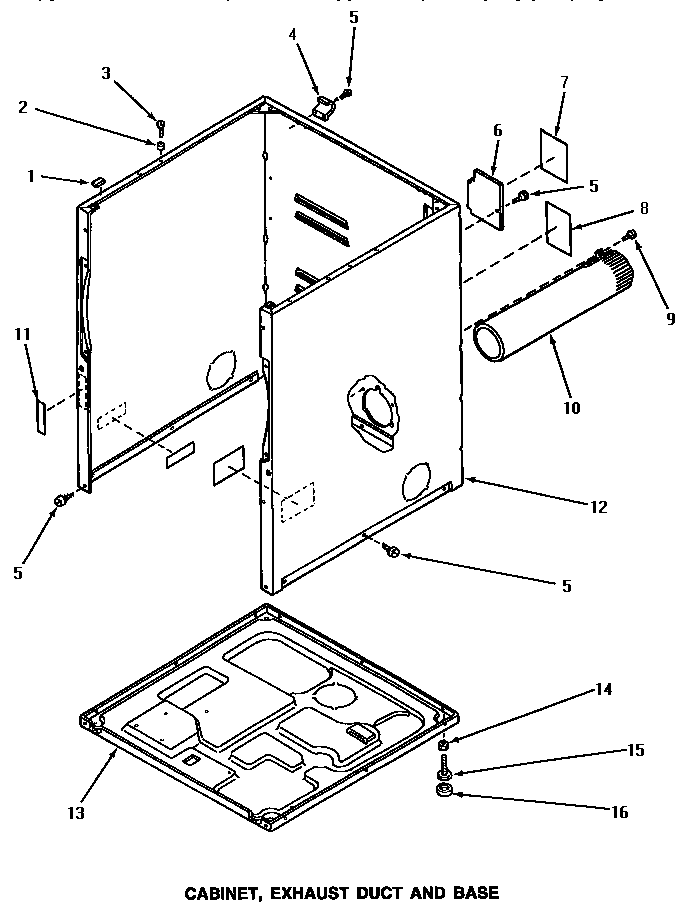 Cabinet, exhaust duct & base