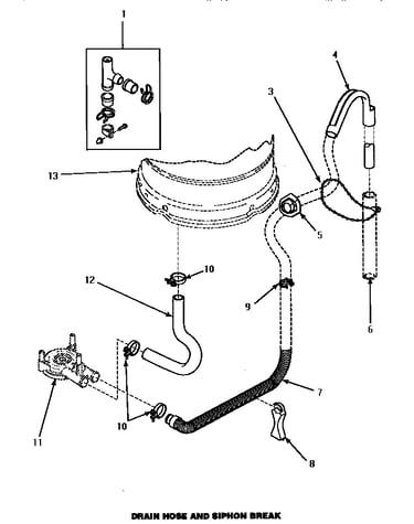 Drain hose & siphon break (awm290l) (awm290w)
