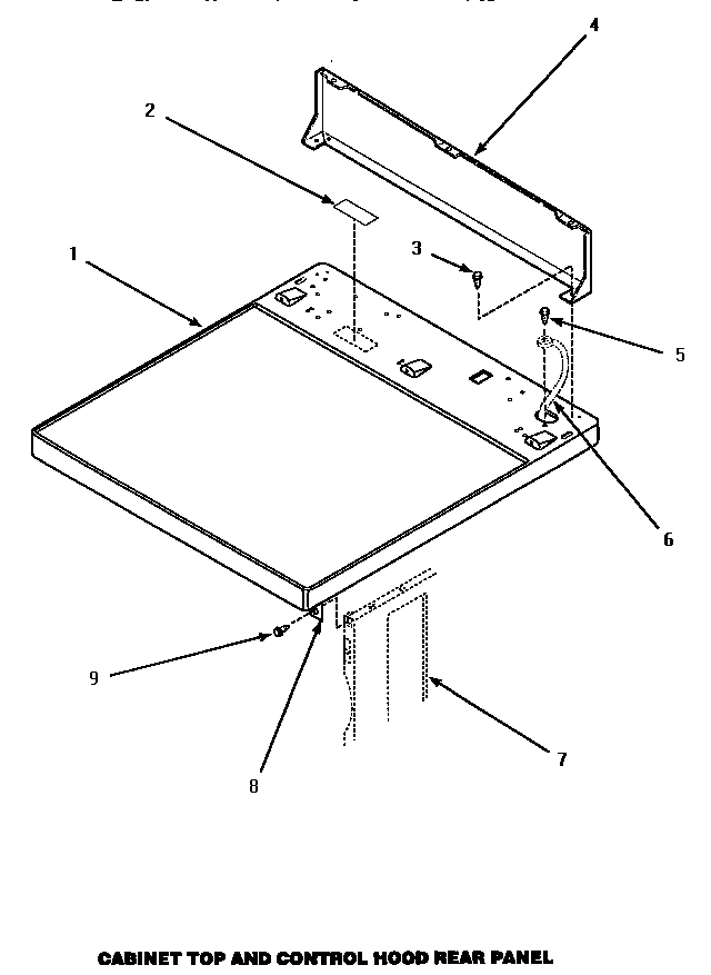 Cabinet top & control hood rear panel (aem477w) (aem497l) (aem497w)