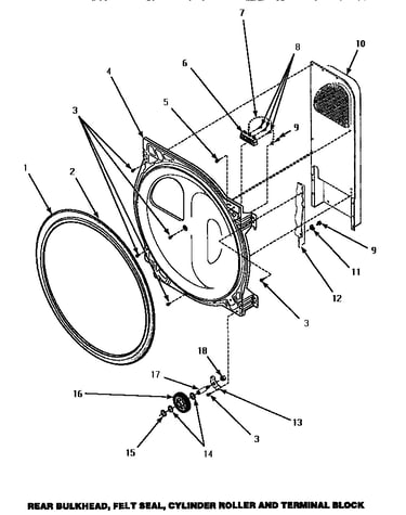 Rear bulkhead, felt seal, cylinder roller & terminal block (agm479w) (agm499l) (agm499w)