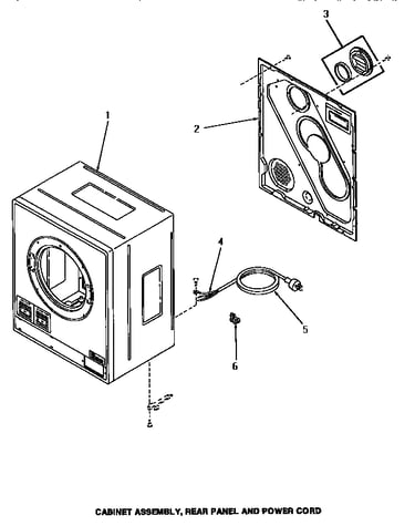 Cabinet assembly, rear panel & power cord