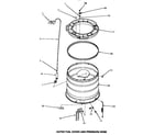 Speed Queen AA9131 outer tub, cover & pressure hose diagram