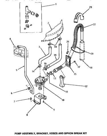 Pump assembly, bracket, hoses & siphon break kit
