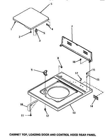 Cabinet top, loading door & control hood rear panel