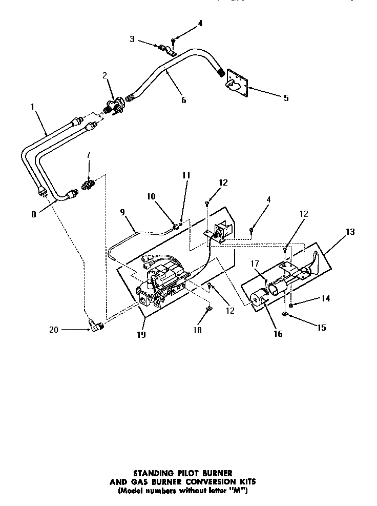 NON-"M" MODELS--STANDING PILOT BURNER & CONVERSION KITS