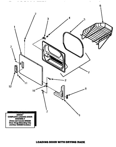 Loading door with drying rack